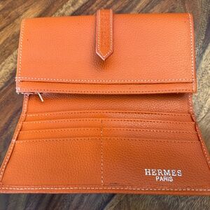 Hermes Bearn Wallet orange epsom leather with palladium hardware - orig. $2625